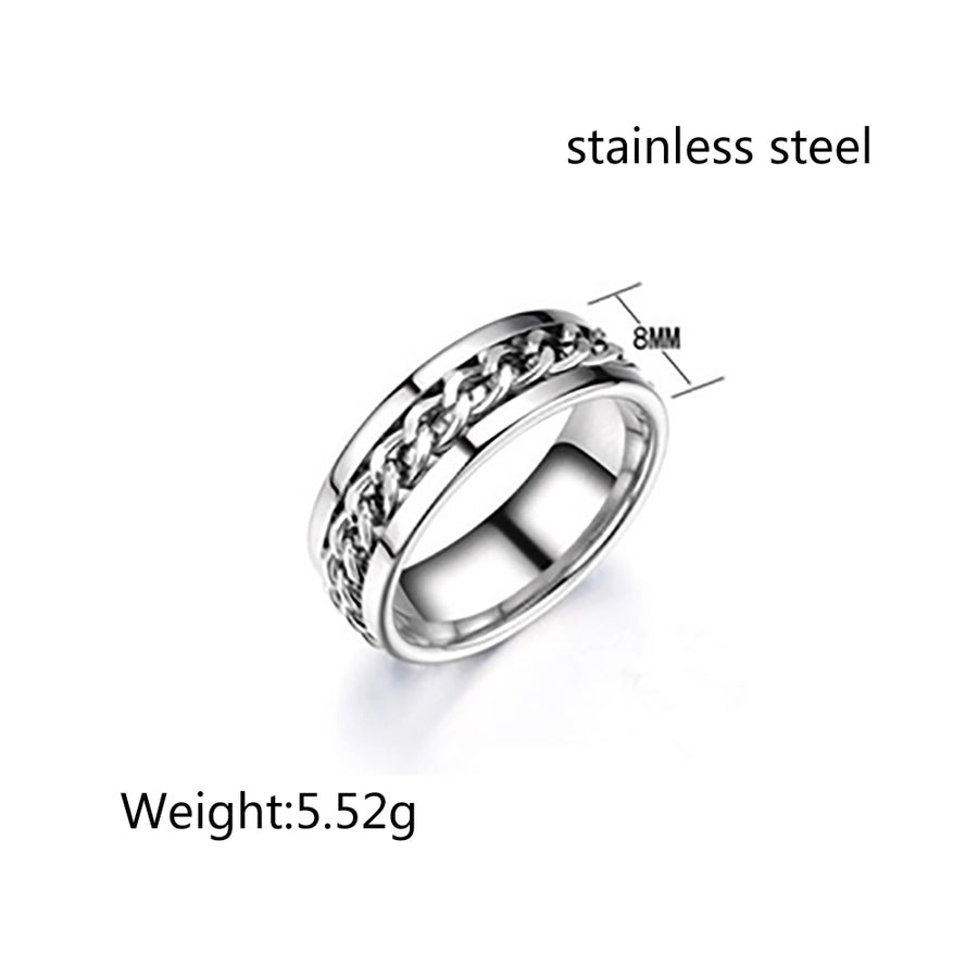 Color Block Chain Ring [304 Stainless Steel 18K Gold Plated]