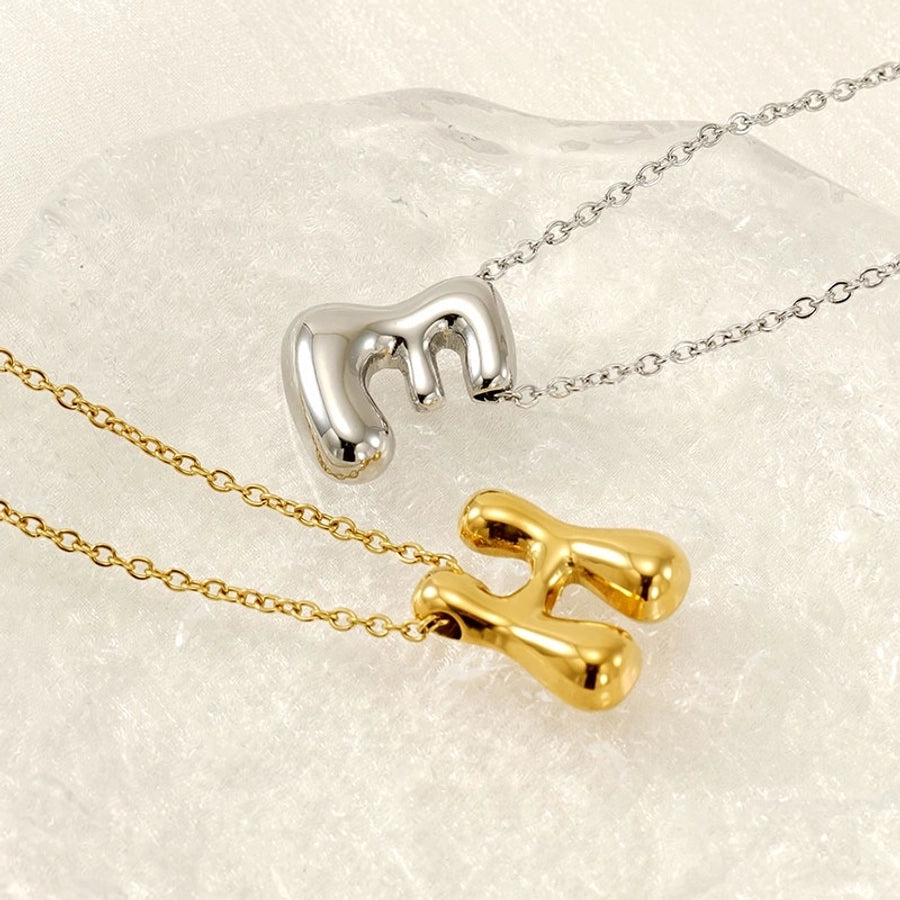 Letter Pendant Necklace [304 Stainless Steel,18K Gold Plated]