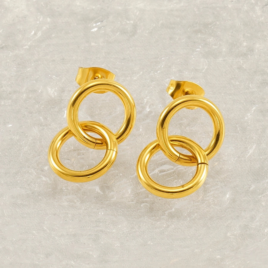 Mix Design Drop Earrings [304 Stainless Steel, 18K Gold Plated]