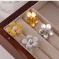 Round Flower Artificial Pearls Earrings [304 Stainless Steel,18K Gold Plated]