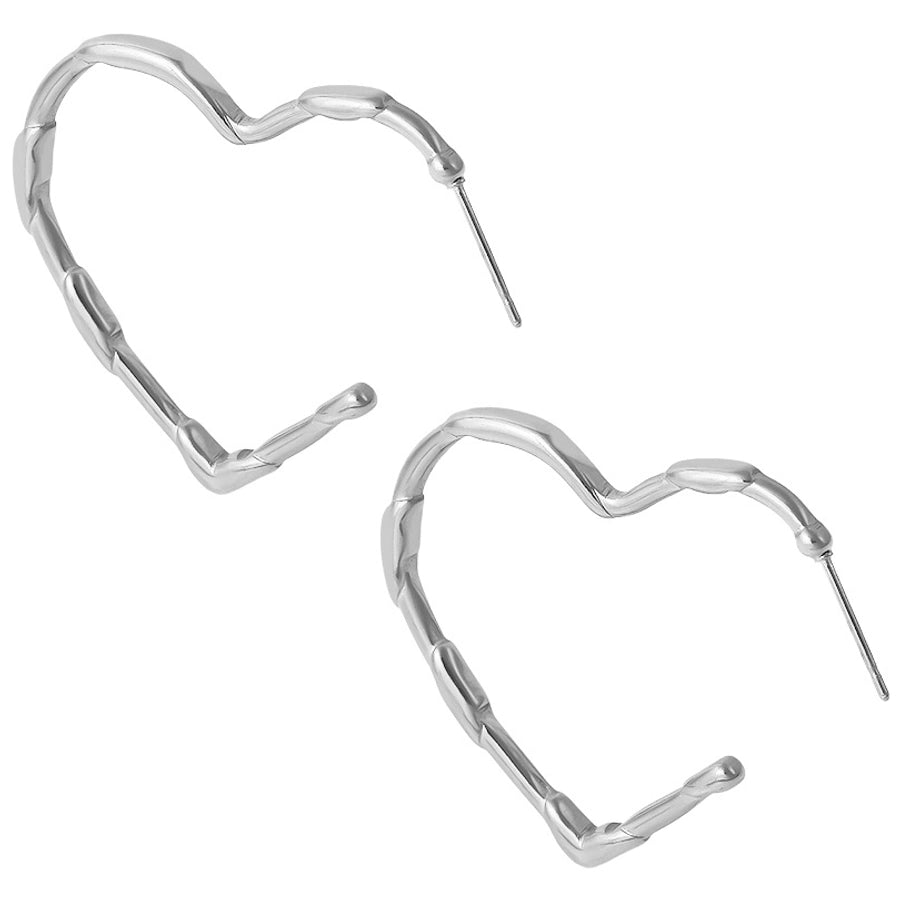 Hollow Heart Shape Hoop Earrings [304 Stainless Steel]