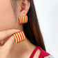 Retro Stripe Ear Studs [304,316 Stainless Steel,18K Gold Plated]