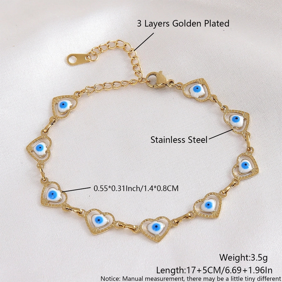 Heart Shape Eye  Bracelets [304 Stainless Steel]