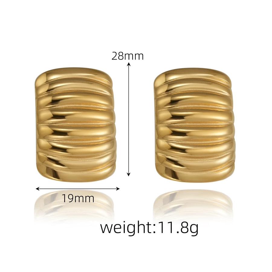 Lines Stud Earrings [304 Stainless Steel,18K Gold Plated]