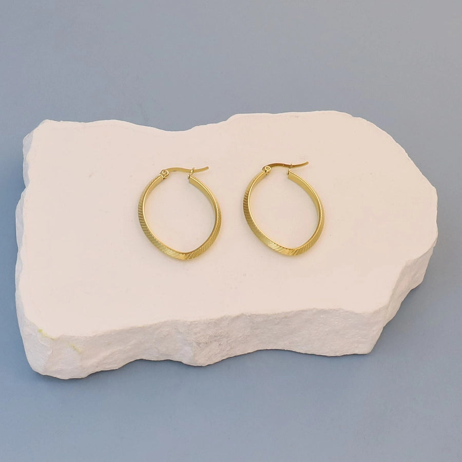 Classic Style Round Hoop Earrings [304 Stainless Steel,18K Gold Plated]