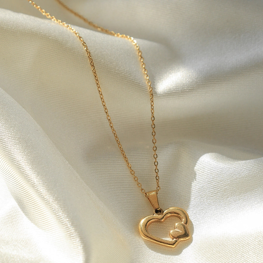 Heart Shape Pendant Necklace [304 Stainless Steel 14K Gold Plated]