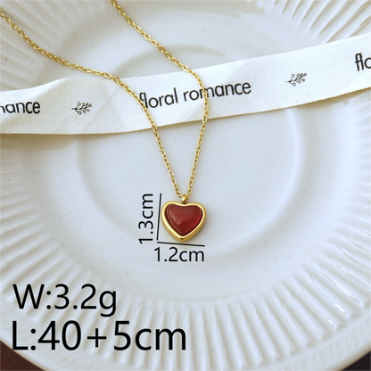 Beach Heart Shape Natural Necklace  [304 Stainless Steel 18K Gold Plated]