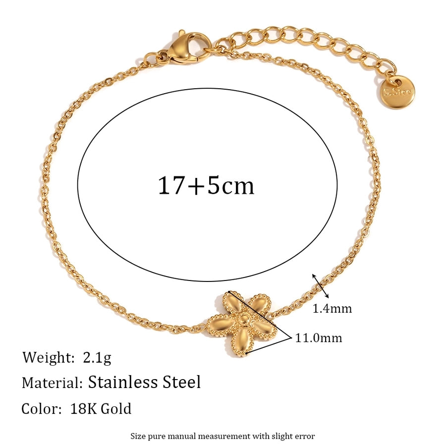 Flower Bracelet/Necklace [304 Stainless Steel,18K Gold Plated]