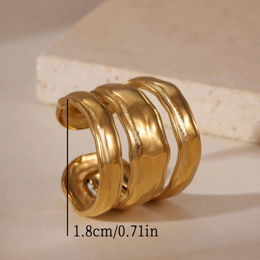 Folhas gotas de água anéis de cobra [304 aço inoxidável, ouro 18k banhado]