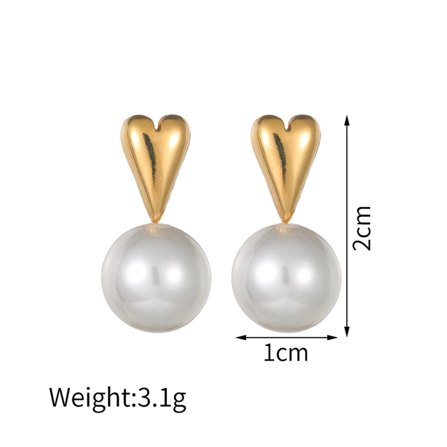 Mix Pearl Ear Studs [304 Stainless Steel,18K Gold Plated]