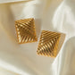 Rectangle Striped Earrings [304 Stainless Steel, 18K Gold Plated]