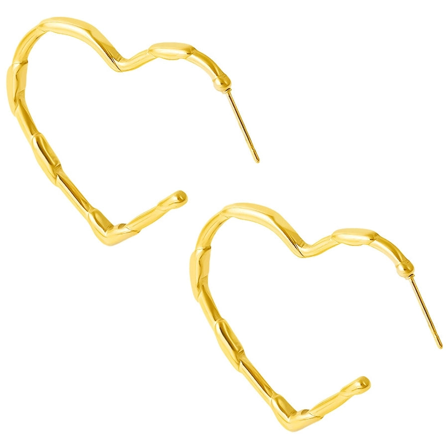 Hollow Heart Shape Hoop Earrings [304 Stainless Steel]