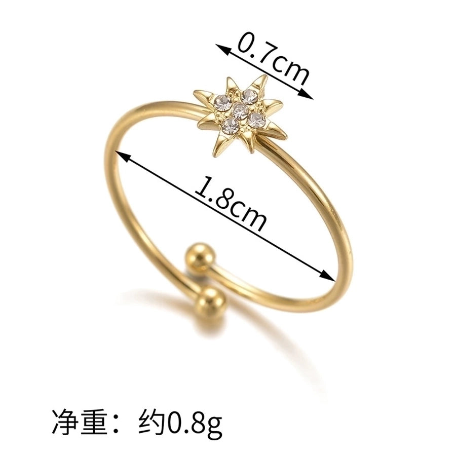 Star Rhinestone Open Ring [201,304 Stainless Steel 18K Gold Plated]