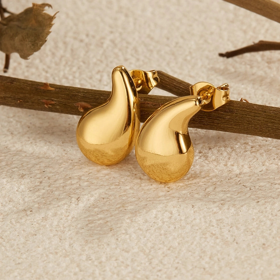 Flat  Water Droplets Earrings [304 Stainless Steel]