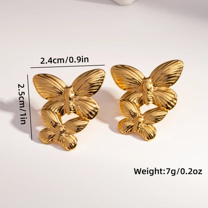 Mix Flower Earrings [304 Stainless Steel,18K Gold Plated]