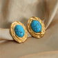 Oval Turquoise Earrings [304 Stainless Steel, 18K Gold Plated]