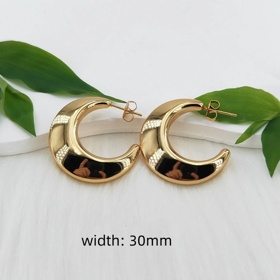 Mix Shape Moon Hoop Earrings [304 Stainless Steel,18K,24k Gold Plated]