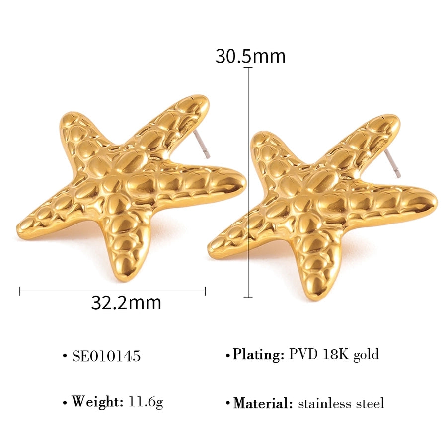 Big Starfish  Earrings [304 Stainless Steel, 18K Gold Plated]