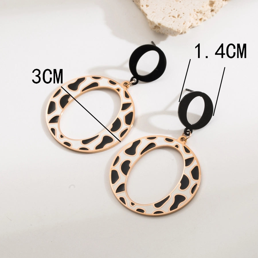 Round Heart Shape Mixed materials Drop Earrings [304 Stainless Steel]