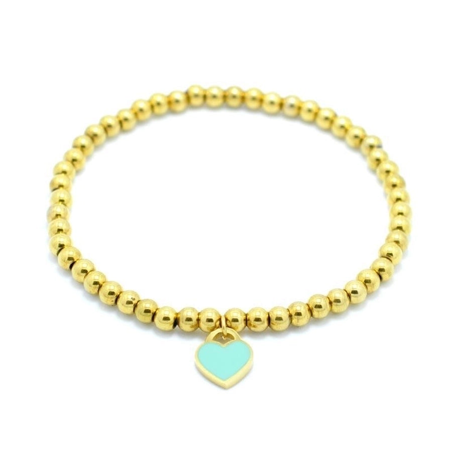 Heart Shape Beaded Bracelet [Stainless Steel,18K Gold Plated]