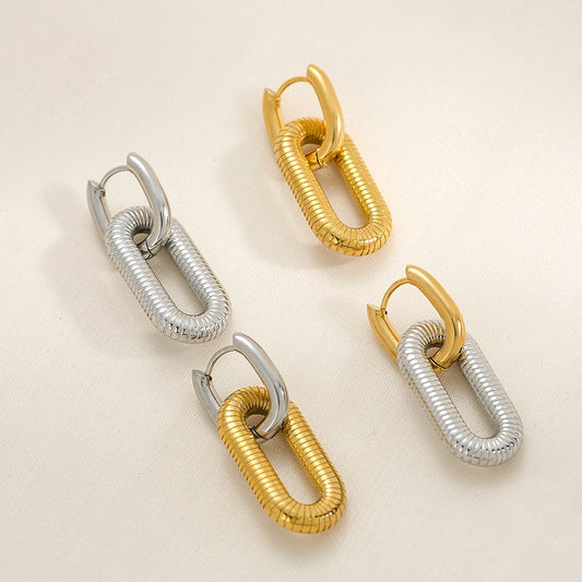 Pendientes de forma de U de gran tamaño [acero inoxidable 304, 18k dorado chapado]