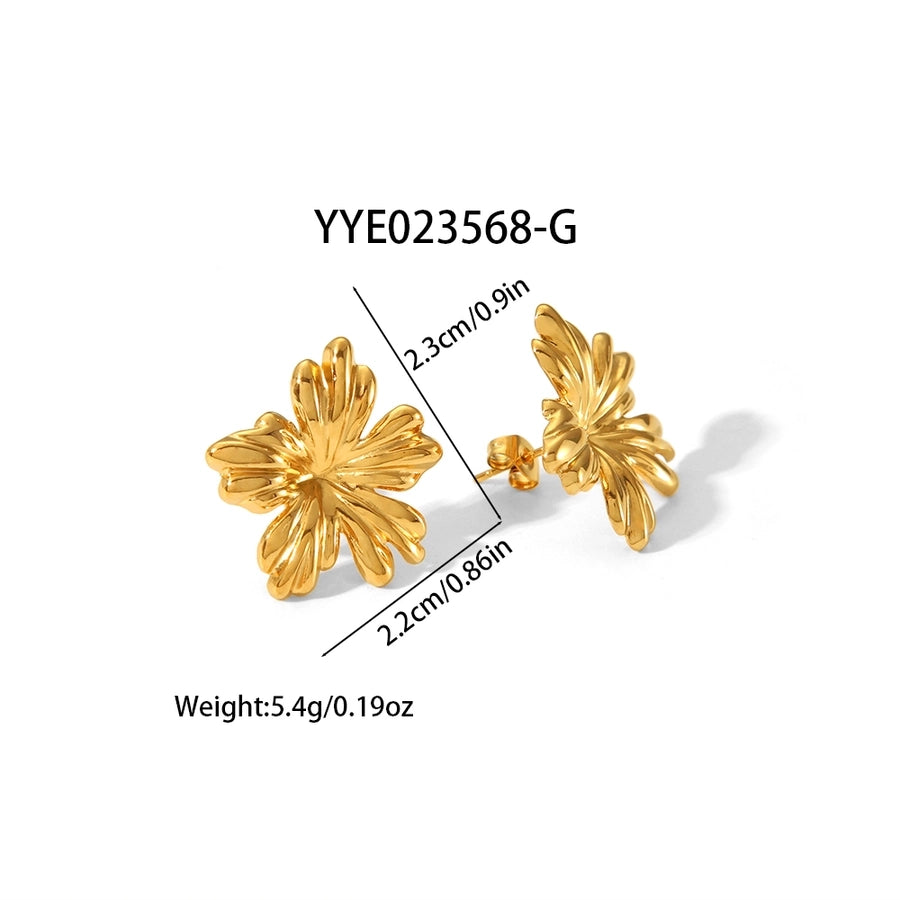 Classic Style FlowerEarrings [304 Stainless Steel, 18K Gold Plated]