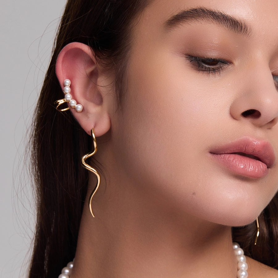 Artistic Lines Earrings [316 Stainless Steel,16K Gold Plated]