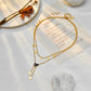 Heart Shape Tassel Necklace [304 Stainless Steel,18K Gold Plated]