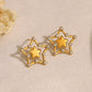 Star Polishing Zircon Earrings [304 Stainless Steel,18K Gold Plated]