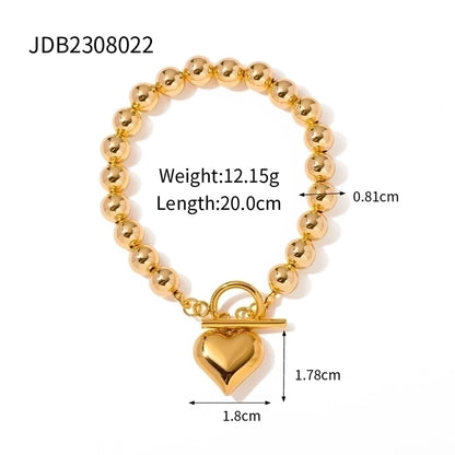 Heart Beaded Chain Bracelet/Necklace [304 Stainless Steel]