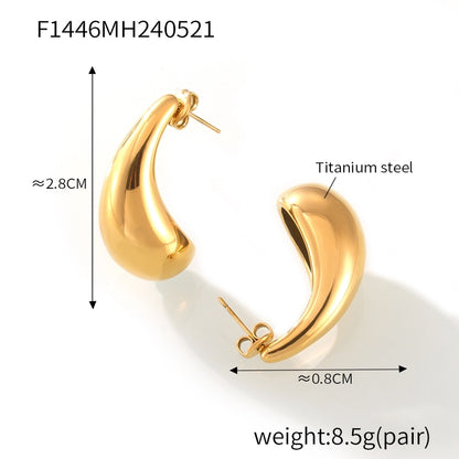 Water Droplets Earrings [304 Stainless Steel,18K Gold Plated]