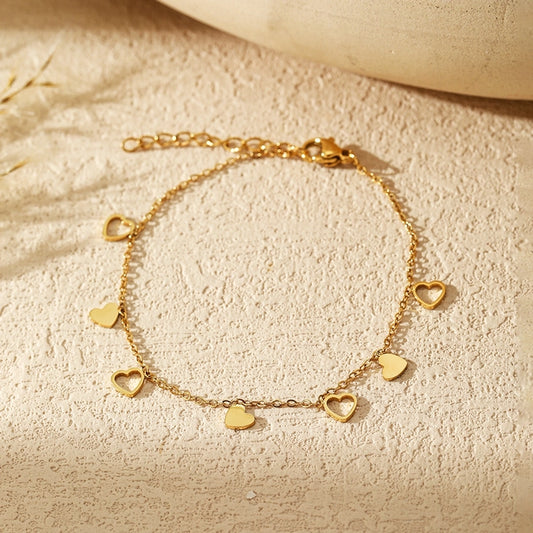 Braccialetti a forma del cuore [304 acciaio inossidabile, oro 18K placcato]