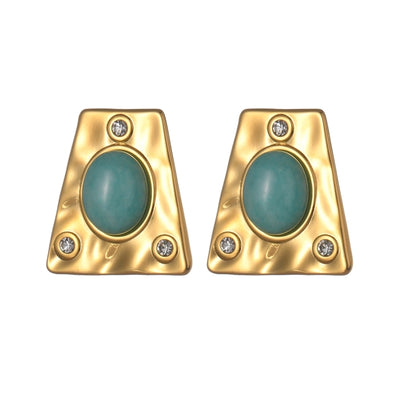 Trapezoid Irregular Rhinestones Earrings [304 Stainless Steel, 18K Gold Plated]