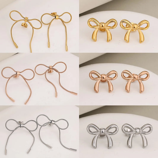 Bow Knot Earrings [304 Stainless Steel]