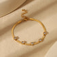 Heart Zircon Snake chain Bracelet [304 Stainless Steel,18K Gold Plated]