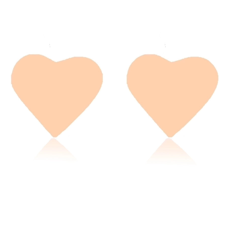 Flat Heart Stud Earrings [304 Stainless Steel, 18K Gold Plated]