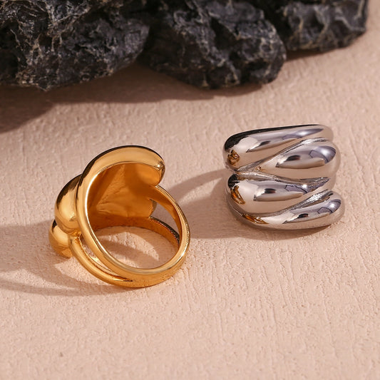 Jewelry Simple Style Classic Style Solid Color 304 Stainless Steel 18K Gold Plated Plating Rings