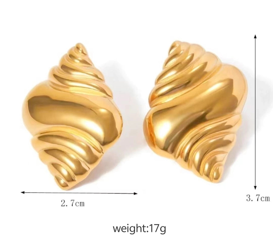 Orecchini di conchiglia [acciaio inossidabile 304, oro 18K placcato]