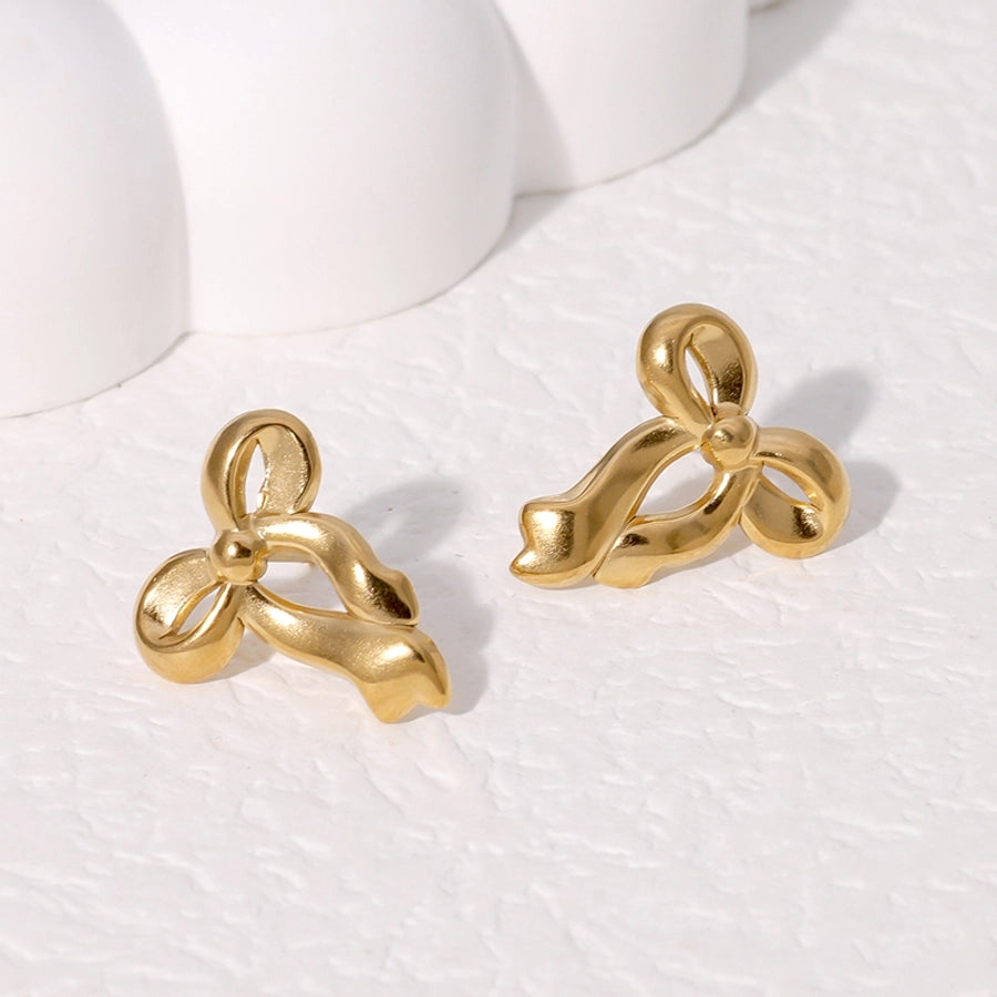 Bow Knot Earrings [304 Stainless Steel,18K Gold Plated]