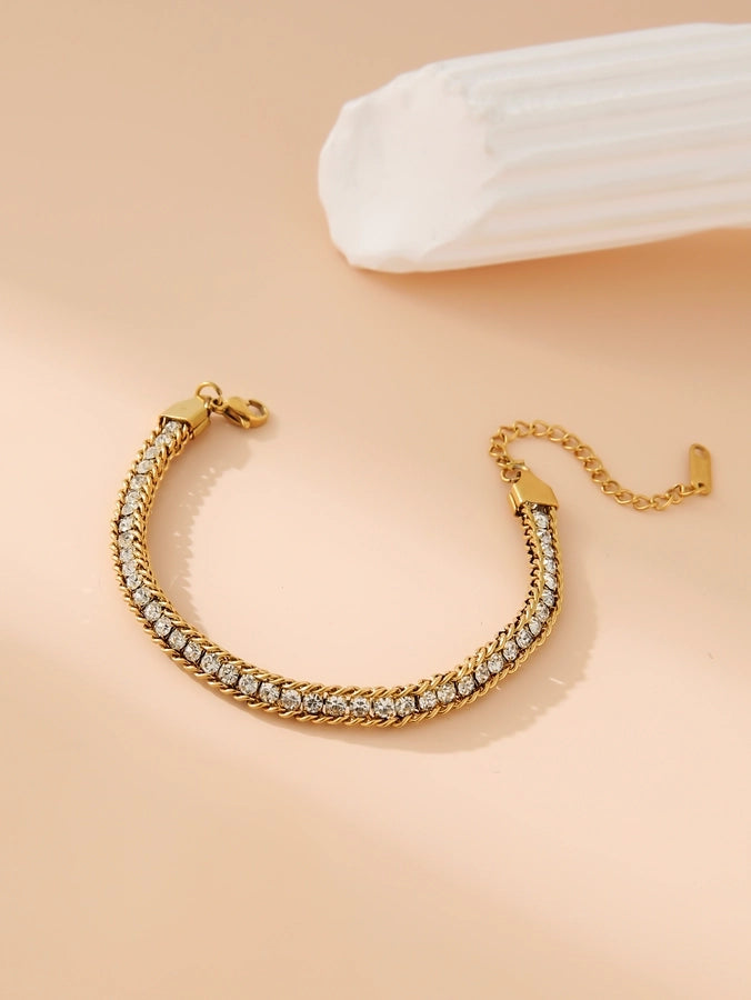 Bracelet de strass glam [304 en acier inoxydable, 18 km plaqués]]