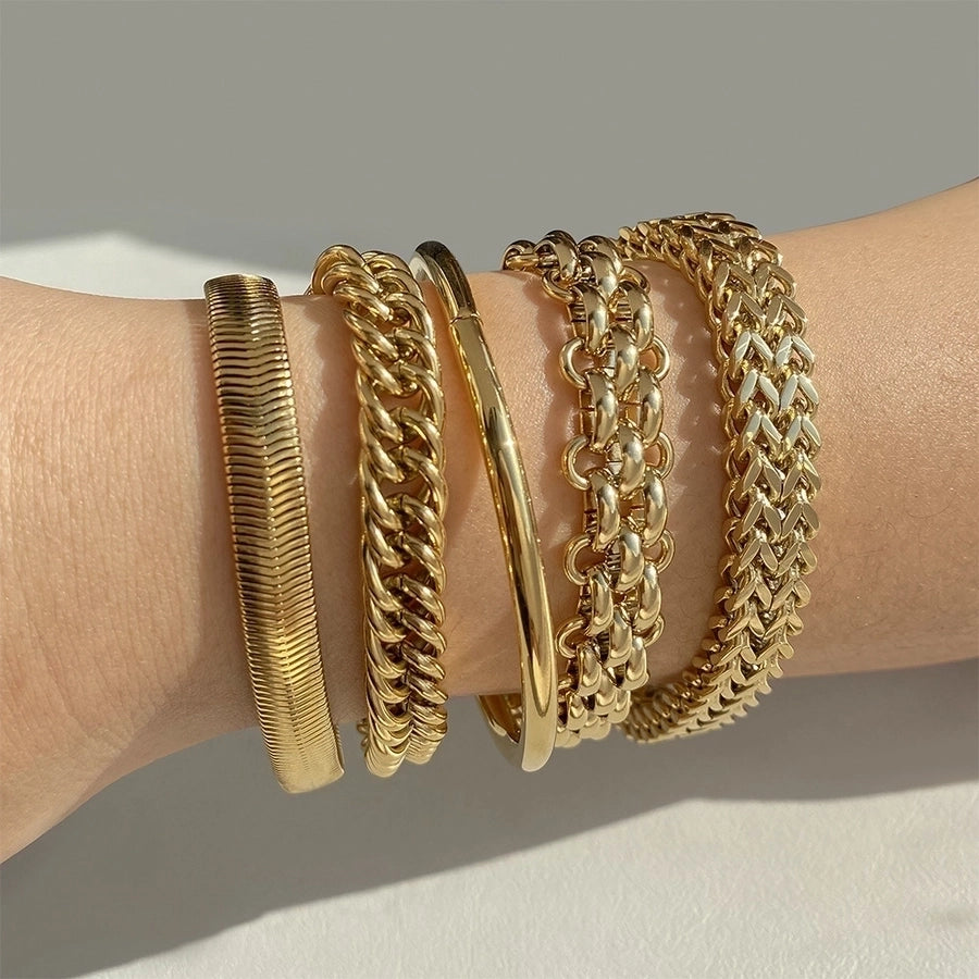 Thick Chain Bracelets [304 Stainless Steel,16K Gold Plated]