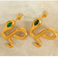 Snake Rhinestones Earrings [304 Stainless Steel,18K Gold Plated]