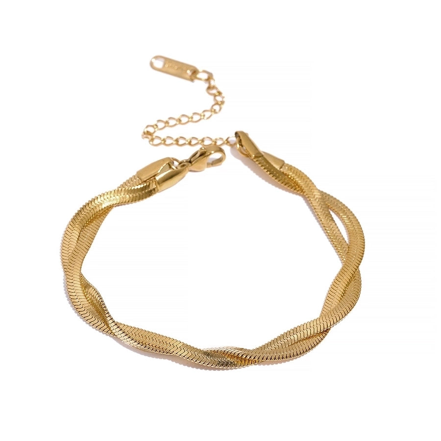 Twist Chain armband/ketting [304 roestvrij staal, 18K vergulde goud]