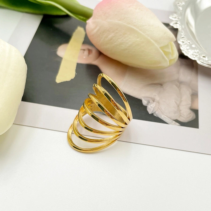 Artistic Plating Hollow Out Ring [304 Stainless Steel, 14K Gold Plated]