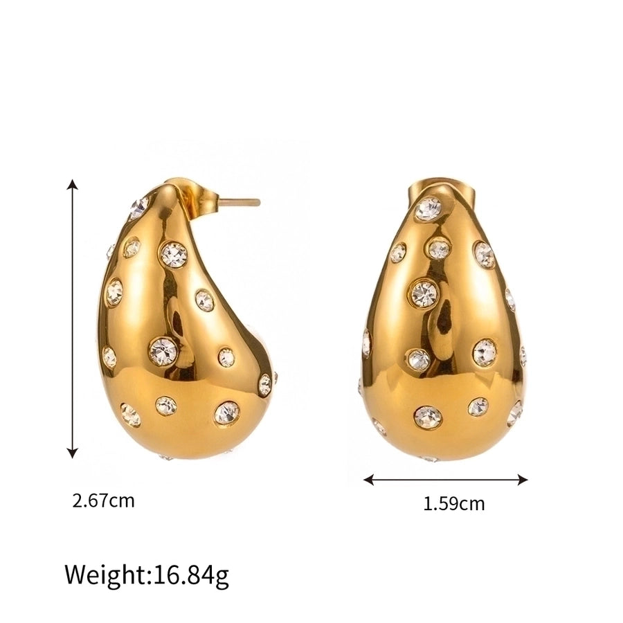 Artificial Pearls Zircon Droplet Earrings [304 Stainless Steel,18K Gold Plated]