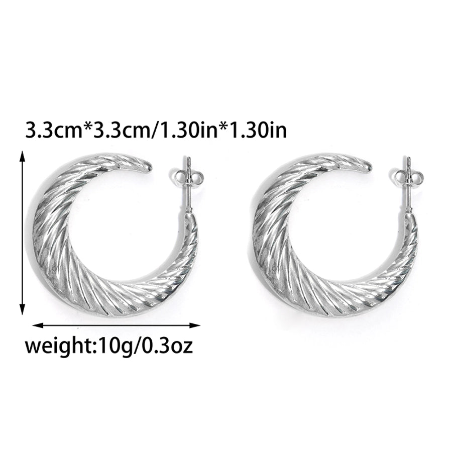 C Shape Moon Twist Placing Boucles d'oreilles [304 en acier inoxydable, 14 carats en or]