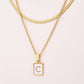 Letter RectanglePendant Necklace[304 Stainless Steel, 18K Gold Plated]