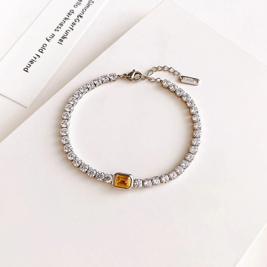 Colored Stone Zircon Bracelet [304 Stainless Steel]