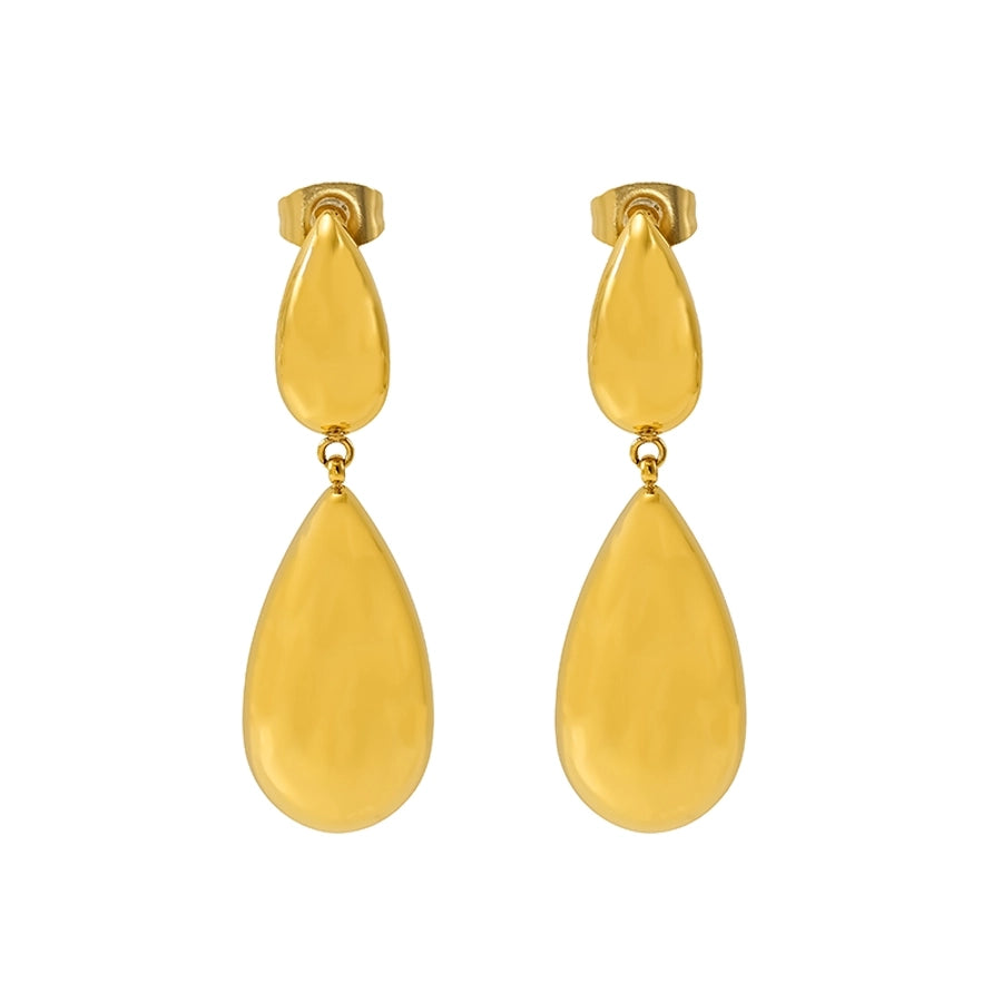 Water Droplets Earrings [304 Stainless Steel,18K Gold Plated]