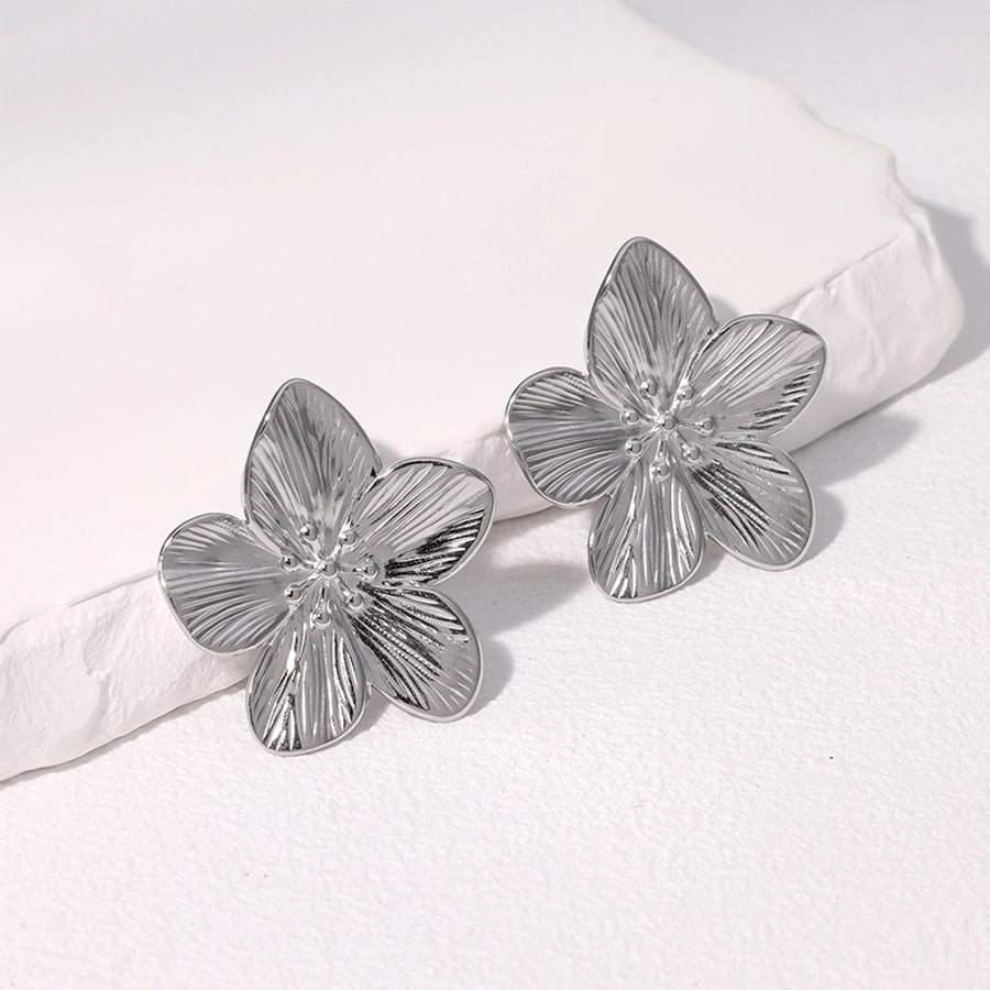 Flower Earrings [304 Stainless Steel,18K Gold Plated]